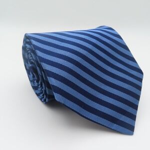 Brooks Brothers Makers Silk Tie Blue Striped Repp 4" Wide 57" Long USA NEW